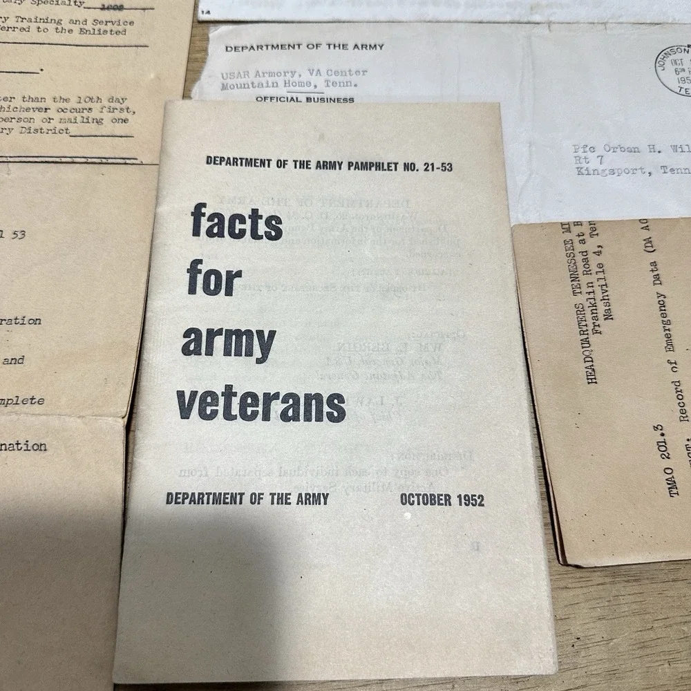 Vintage Military Army Paperwork Korean War 1950's One Soldier Paperwork‎